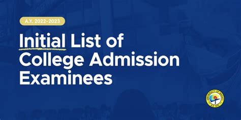 ADMISSION: LIST OF EXAMINEES – Academic .